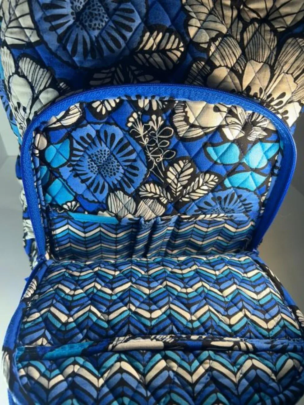 Vera Bradley Campus Backpack Blue Bayou Floral Pattern